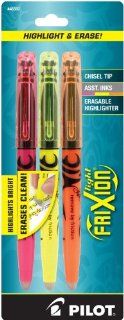 Pilot FriXion Light Erasable Highlighters, Chisel Point, 3 Pack, Assorted Colors, Yellow/Pink/Orange (46507)  Erasable Pens 