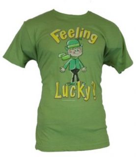 Lucky Charms ( by General Mills) Mens T Shirt   "Feeling Lucky" Retro Lucky Image on Pea Green (Extra Large) Clothing
