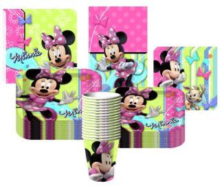 Disney Minnie Mouse Bows Deluxe Party Supplies Pack Including Plates, Cups, Tablecover and Napkins  16 Guest Toys & Games