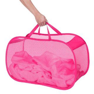 Whitmor 6754 984 FGPK Pop N Fold Laundry Basket, Feel Good Pink   Laundry Bags