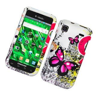 For Samsung Vibrant/SGH T959 Hard RUBBERIZED Case Two Pink Butterflies 