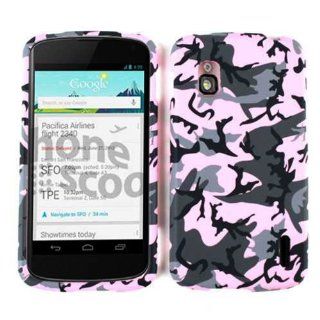 For Lg Nexus 4 E960 Camo Pink Matte Texture Case Accessories Cell Phones & Accessories