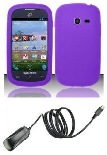Samsung Galaxy Centura S738C (Straight Talk, Net10, Tracfone)   Accessory Kit   Purple Silicone Gel Cover + Atom LED Keychain Light + Micro USB Wall Charger Cell Phones & Accessories