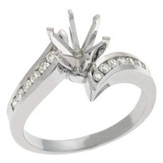 14K White Gold 0.27cttw Round Diamond Semi Mount Engagement Ring Jewelry