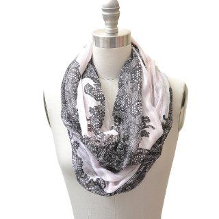 Oversized Paisley and Floral Print Infinity Scarf Black Color 