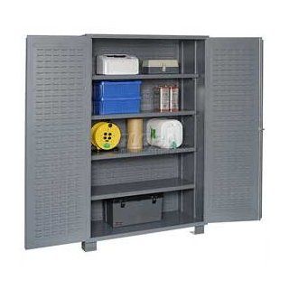 48"W Welded Heavy Duty Cabinet W/Louvered Panels/ Interior Shelves Flush Door  Storage Cabinets 