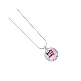 Mini Flag   Usa Light Purple Pearl Acrylic Pendant Snake Chain Charm Necklace Jewelry