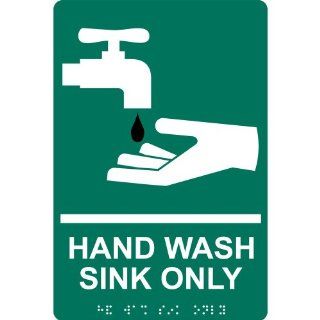 ADA Hand Wash Sink Only Braille Sign RRE 995 WHTonPNGRN Hand Washing  Business And Store Signs 