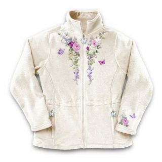 Lena Liu Garden's Perfection Women's Fleece Jacket With Floral Embroidery Unique Garden Lover Gift Athletic Warm Up And Track Jackets