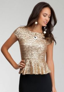 BB Sequin Peplum Top Knit Tops Gold l Blouses