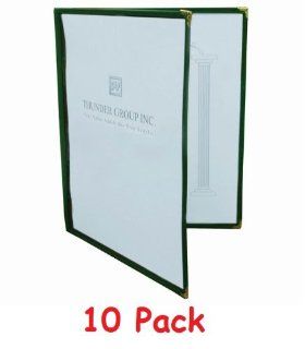 (10) Double Fold Menu Cover, Green Trimming, 8.5" x 11" (Pack of 10) *Restaurant Quality*  Business Report Covers 