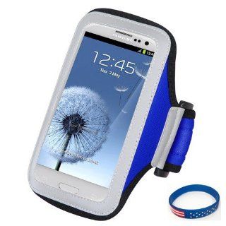 Premium Sport Armband Case for ZTE Z998   Navy Blue + Star Strips Silicon Wristband Cell Phones & Accessories