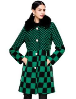 Maxchic Women's Fox Fur Collar Two tone Plaid Wool blend Parka Coat D10442Y13M