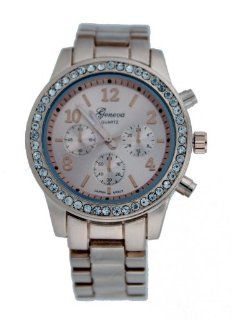 Geneva Women's Rose Gold Tri Faux Dialed Jeweled Watch 975 RG2 at  Women's Watch store.