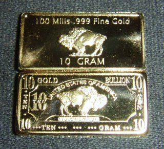 10 Gram 100 Mill .999 Fine Gold Buffalo Art Bar *KromeProducts 