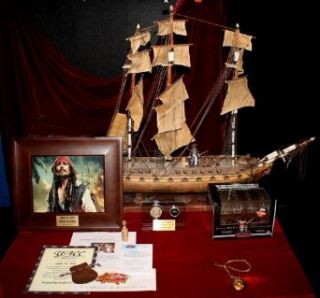 JOHNNY DEPP Signed PIRATE Model SHIP, Disney Prop COIN, NUGGET Blu Ray, UACC COA Johnny Depp Entertainment Collectibles