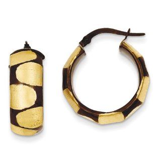 14k & Chocolate Rhodium 7.5mm Round Hoop Earrings, Best Quality Free Gift Box Satisfaction Guaranteed Jewelry