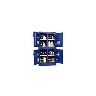 Eagle CRA P44 Safety Cabinet for Corrosive Liquids, 4 Door Manual Close, 44 Gallon, 65" Height x 35" Width x 22" Depth, Polyethylene, Blue Hazardous Storage Cabinets