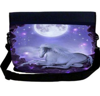 Rikki KnightTM White Unicorn Purple Under Moon Neoprene Laptop Sleeve Bag  Pencil Holders 