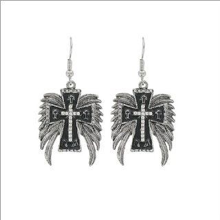 Epoxy Cross W Wings Fish Hook Earring #047385 Jewelry