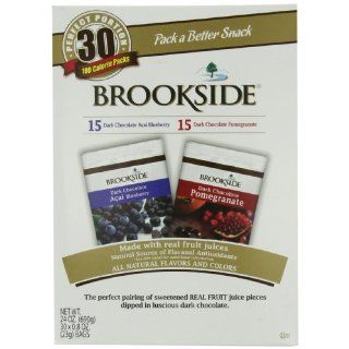 Brookside Chocolates, Dark Chocolate Acai Blueberry and Pomegranate, 0.8 Oz, 30 Count  Candy And Chocolate Covered Fruits  Grocery & Gourmet Food