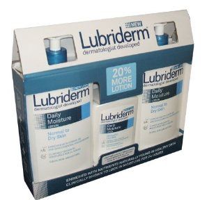 Lubriderm Dermatologist Daily Moisture Lotion for Normal to Dry Skin 3 Pack Value Pack  Body Lotions  Beauty