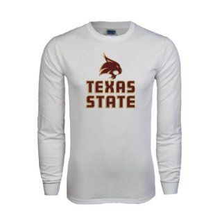 Texas State White Long Sleeve T Shirt 'Texas State w/ Bobcat Stacked'  Sports Fan T Shirts  Sports & Outdoors