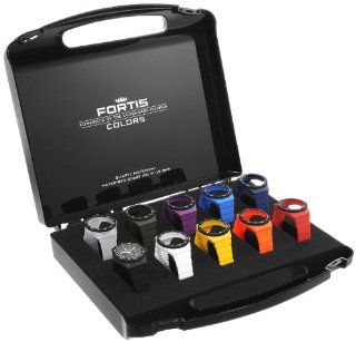 Fortis Colors Men's 9.989 Suitcase with Interchangeable Silicone Straps and Unidirectional Bezel Date Watch Set at  Men's Watch store.