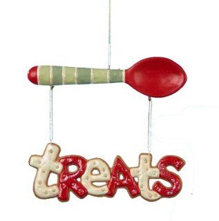 Mom's Kitchen Gingerbread "Treats" Striped Mixing Spoon Christmas Ornament 6.5"   Decorative Hanging Ornaments