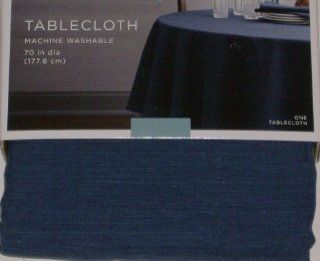 Home Dark Blue Tablecloth Cotton Blend Fabric Table Cloth 70 Round  