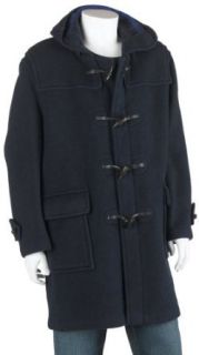 Burberry Men's Full Length Wool Duffle Coat with Hood, Navy, Size 54 at  Mens Clothing store
