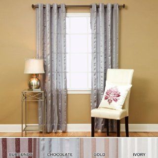 Sheer Faux Silk Herringbone Grommet Curtain 95"L   White   FS   Window Treatment Curtains