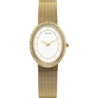 Danish Design IV75Q995 Gold Tone Stainless Steel Band White Dial Cubic Zirconia Bezel Women's Watch Watches