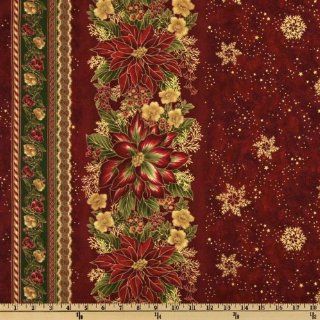 Holiday Flourish 4 Double Border 60'' Crimson Fabric By The Yard