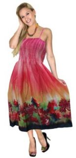 La Leela 100% Cotton Floral printed Backless Tube Dresss Tunic Pink Dresses