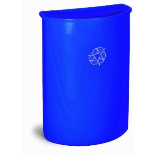 CMC 8321 1 Wall Hugger Blue Half Round Recycling Receptacle, 21 gallon Capacity (Case of 2)