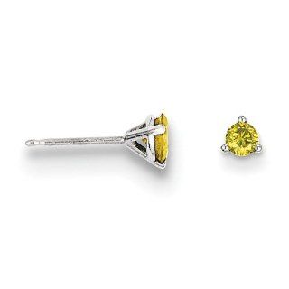 14k White Gold .25ct. Yellow Diamond Stud Earrings. Carat Wt  0.25ct Jewelry