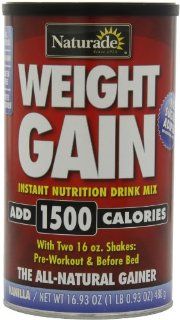 Naturade Weight Gain Instant Nutrition Drink Mix, Vanilla , 16.93 Ounces  (Pack of 2) Health & Personal Care