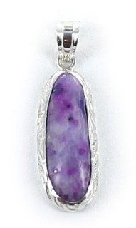 AAA SUGILITE PENDANT STERLING FREE FORM #2 ETCHED~ 