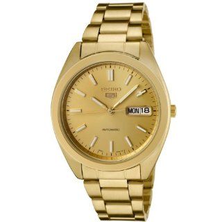 Seiko Men's SNX998 Seiko 5 Automatic Gold Dial Gold Tone Sainless Steel Watch Seiko Watches