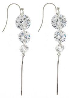 Sterling Silver Dangling Earrings with "AAA" Quality Clear Cubic Zirconia Jewelry