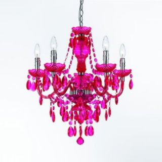 5 Light Chandelier Color Hot Pink   Hot Pink Lamp  