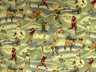 Vintage Baseball Players in Action   Fabric By the Yard   Flat Sheets