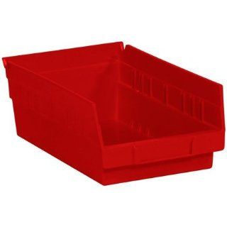 Aviditi BINPS103R Plastic Shelf Bin Boxes, 11 5/8" x 6 5/8" x 4", Red (Pack of 30)