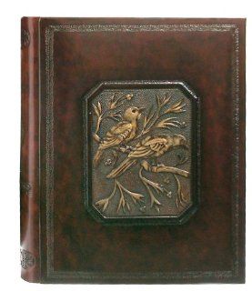 Eccolo Made in Italy Art Deco Birds Embossed Leather Album Scrapbook, 9 x 12 Inch With 50 Ivory Sheets   Professional Photo Presentation Albums