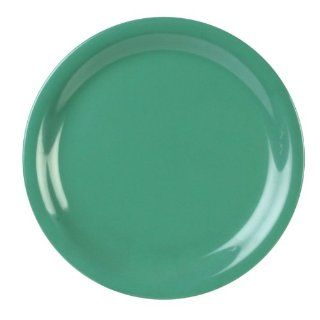 Excellant Green Melamine Collection 7 1/4 Inch Narrow Rim Round Plate, Green, 12 Piece Dinner Plates Kitchen & Dining