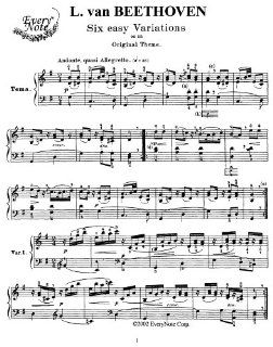 Beethoven 6 Easy Variations on an Original Theme for Piano Instantly  and print sheet music Beethoven Books