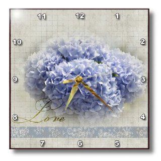 3dRose dpp_56329_2 Romantic Love Blue Hydrangea Flowers Floral Photography Wedding Wall Clock, 13 by 13 Inch  