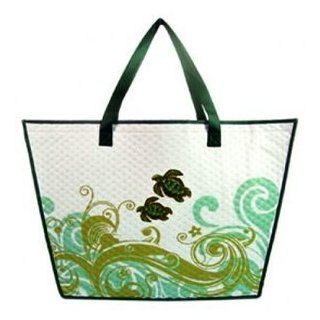 Hawaiian Tote Bag Insulated Eco Tropical Honu Swirl Large Clothing