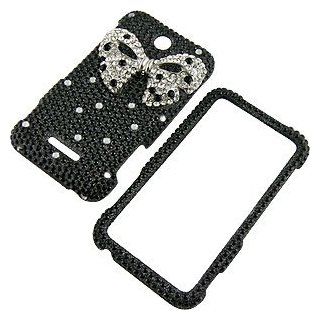 Rhinestones Protector Case for ZTE Score X500, 3D Ribbon Full Diamond (Clear/Black) Cell Phones & Accessories